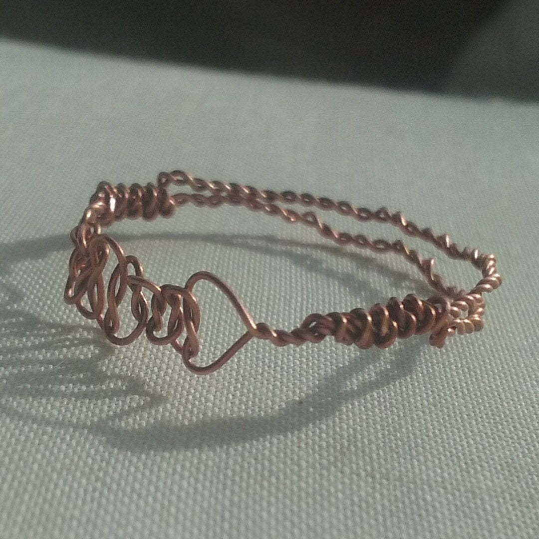 Copper Macramé Ring - detail