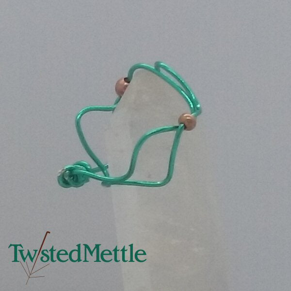 Copper Zig-Zag ring, sea-green