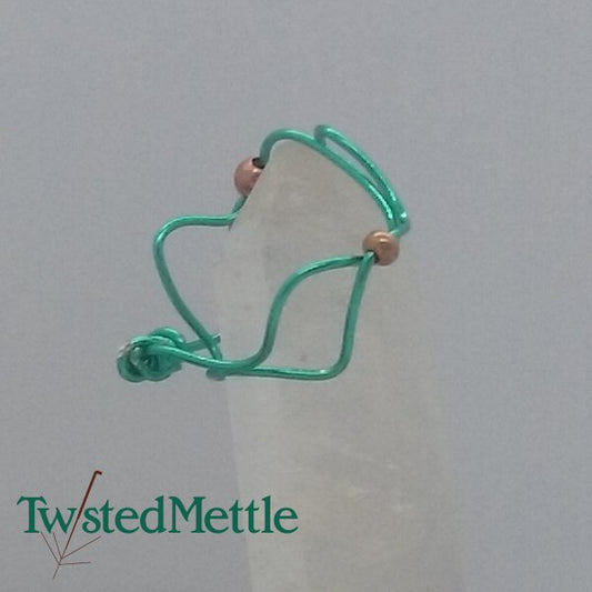 Copper Zig-Zag ring, sea-green