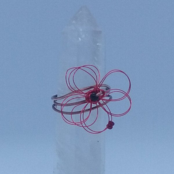 Copper Poppy ring - detail