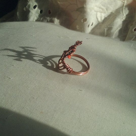 Copper ring. Antler - detail