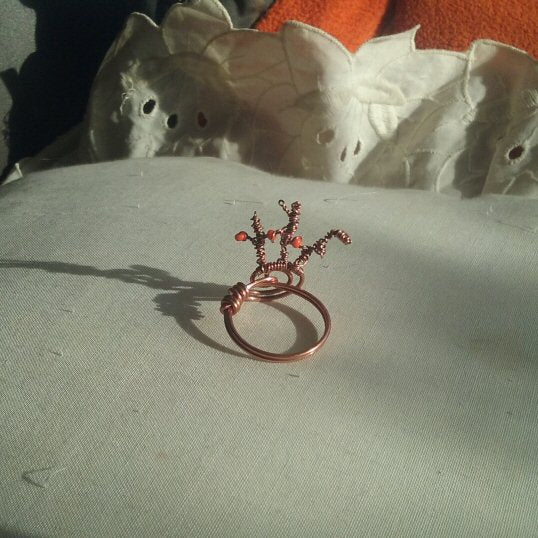 Copper ring. Antler - detail