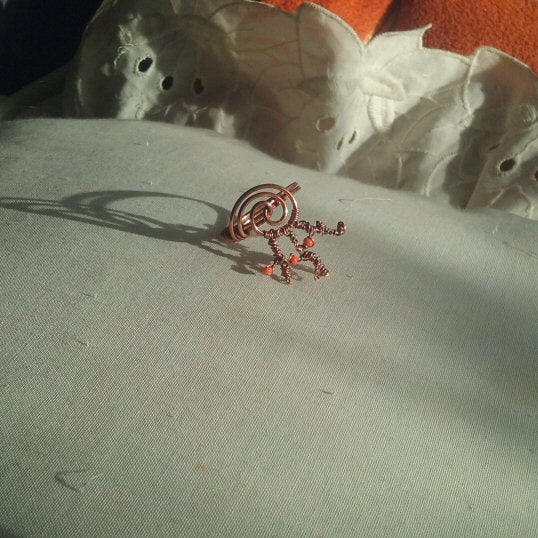 Copper ring. Antler - detail