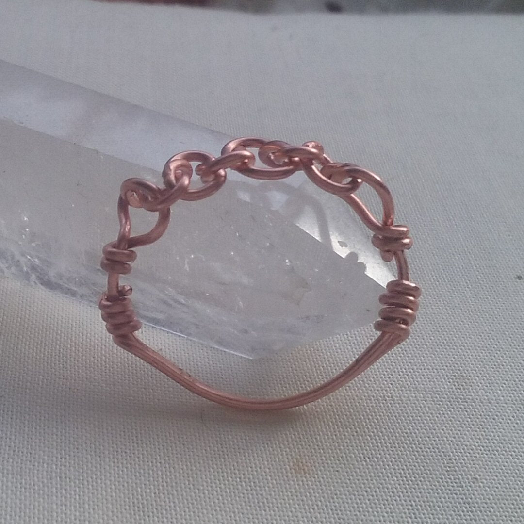 Copper Macramé Ring - detail