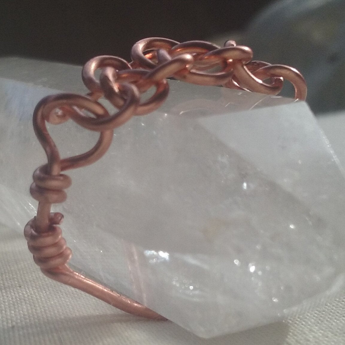Copper Macramé Ring - detail