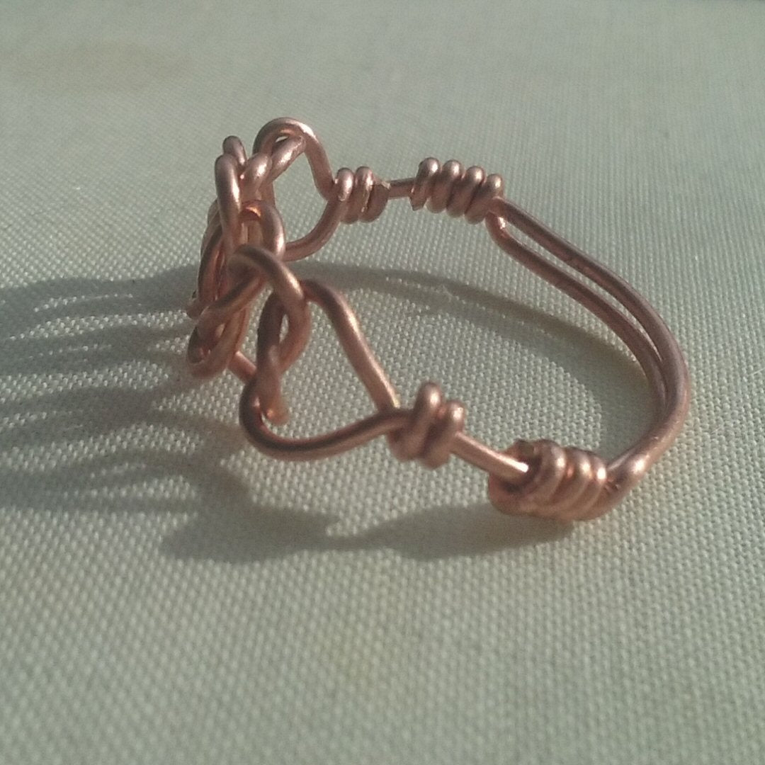 Copper Macramé Ring - detail