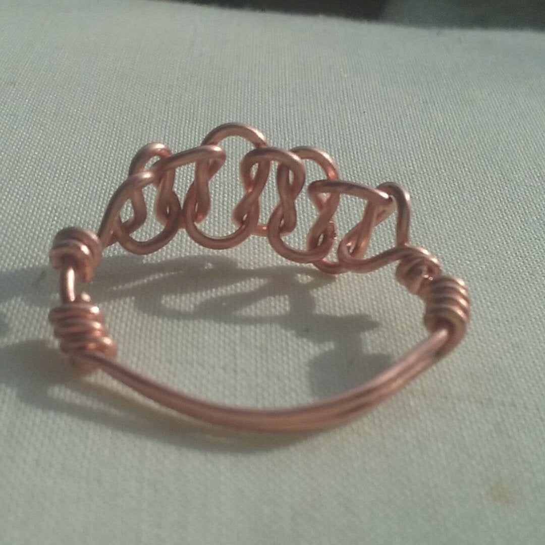 Copper Macramé Ring - detail