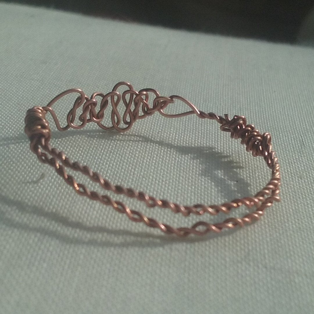 Copper Macramé Ring - detail