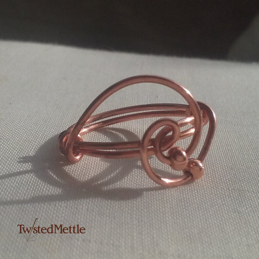 Copper Soft, open spiral ring