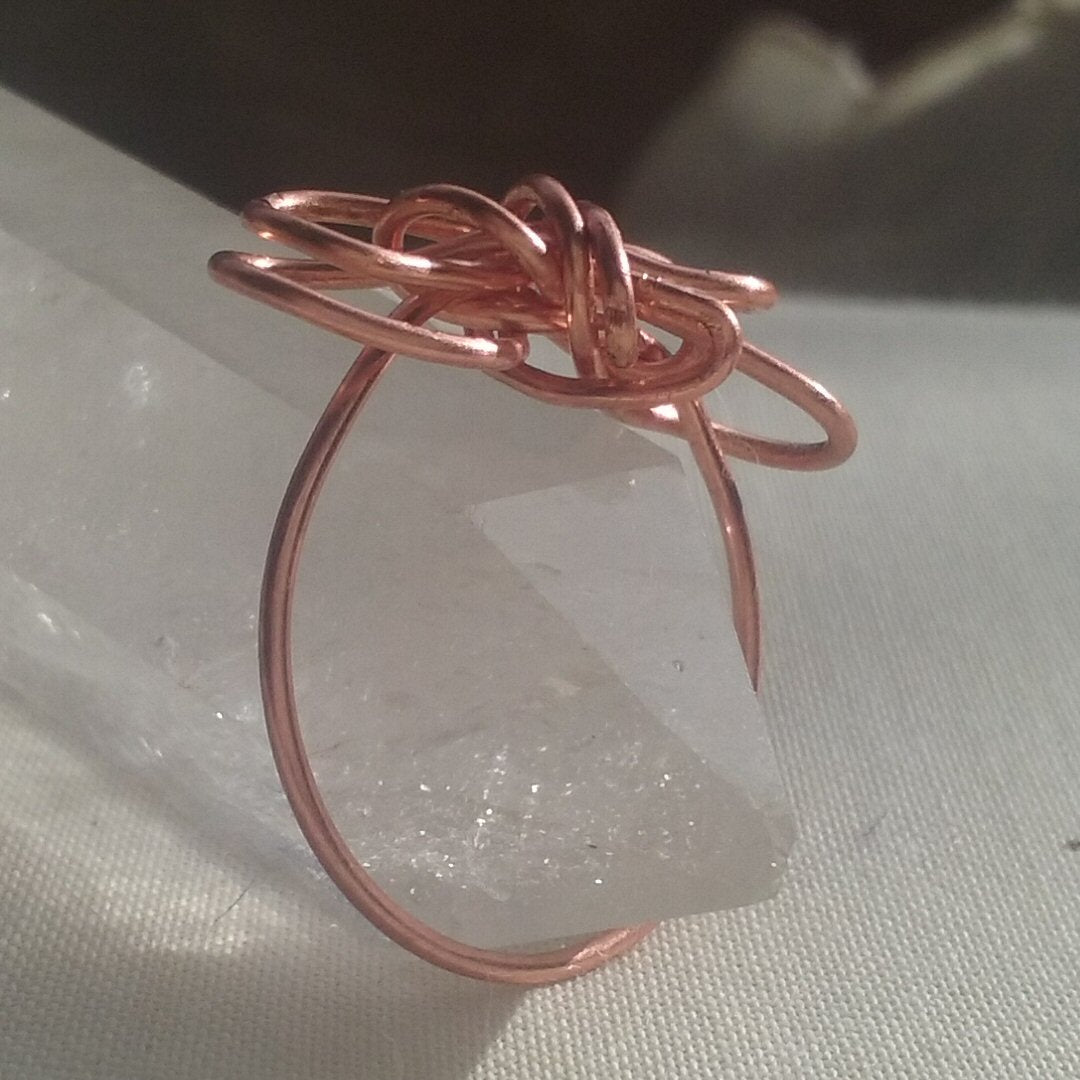 Copper Sloppy Bow Ring - detail