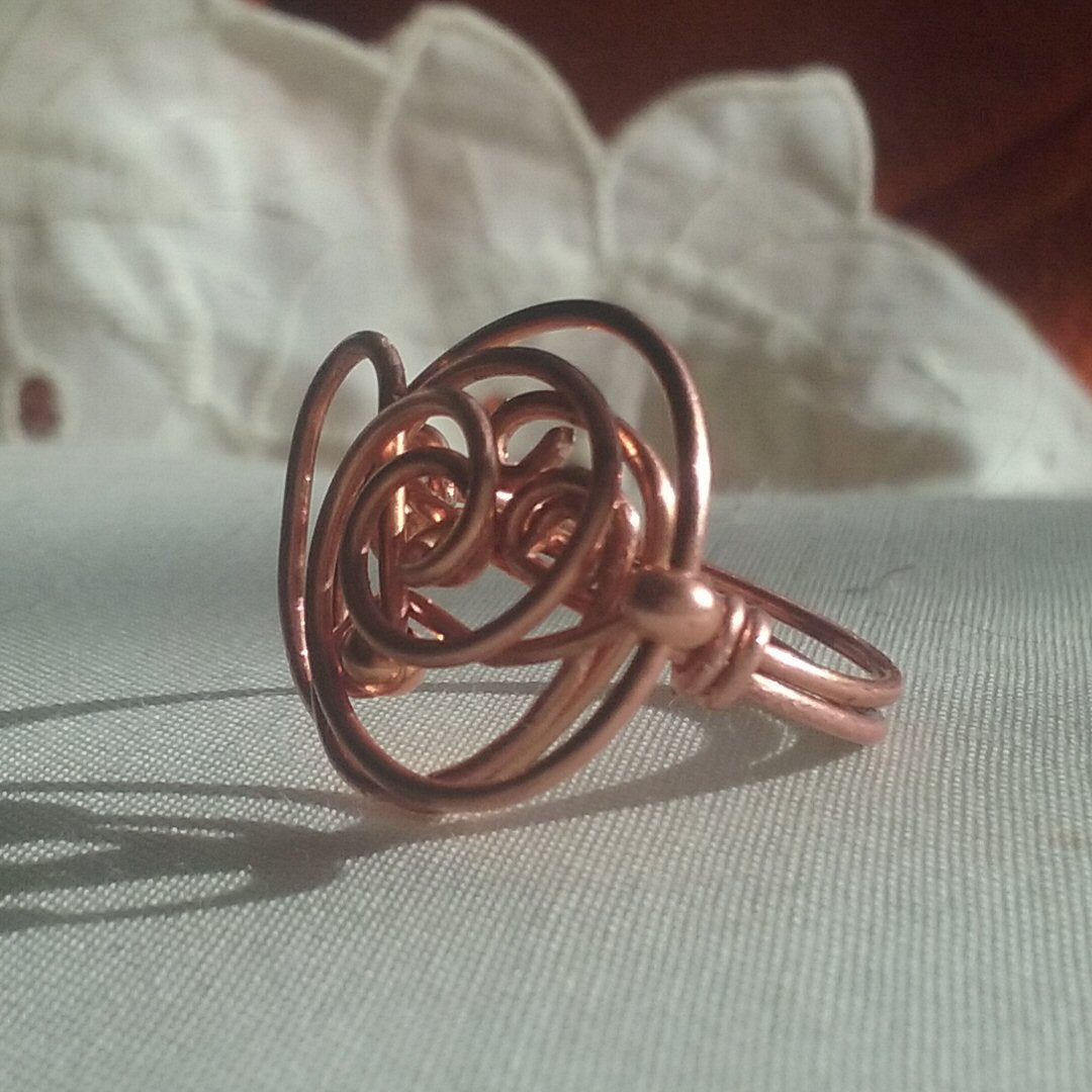 Copper Spiral ring - detail