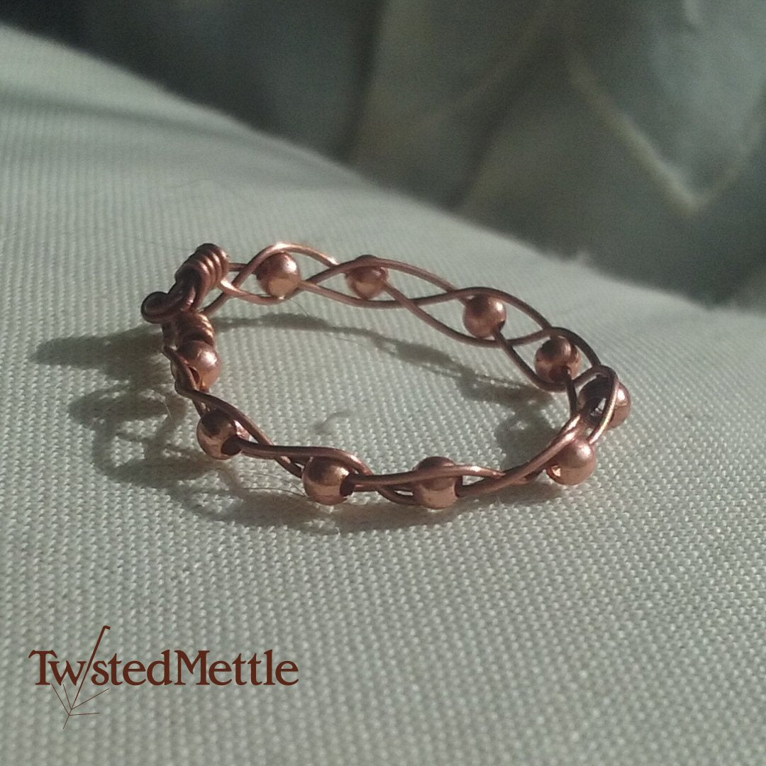 Copper braided ring and beads