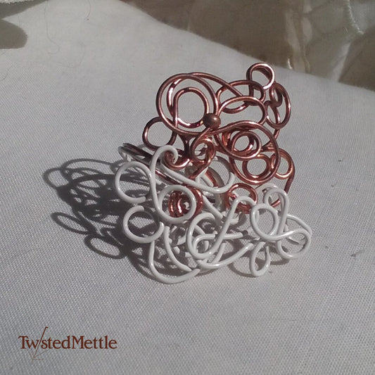 Brain squiggle copper ring