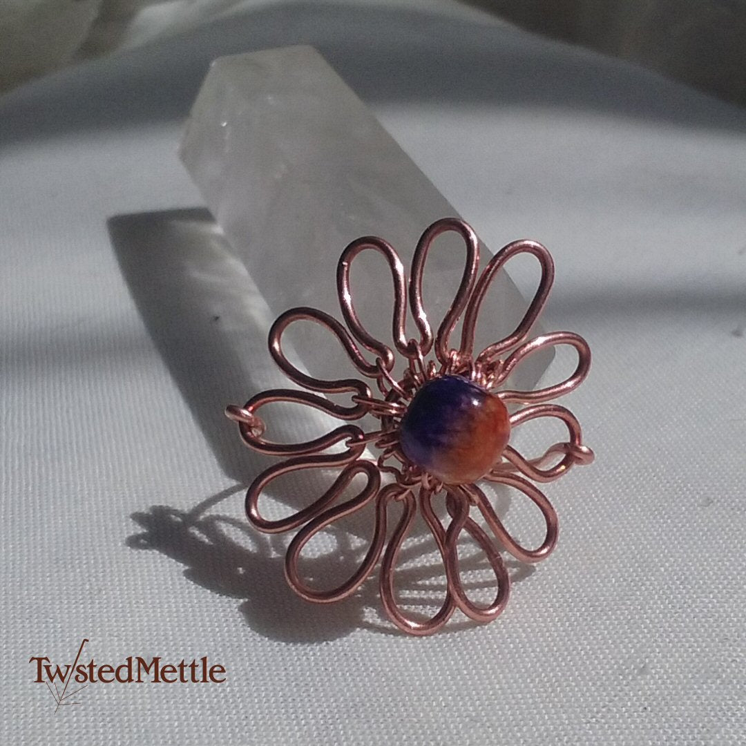 Copper Flower. 12 petals ring