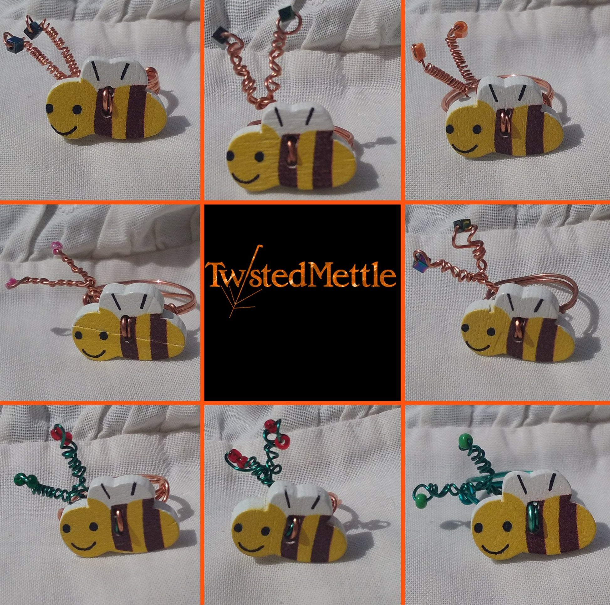 Twisted Mettle copper bee rings