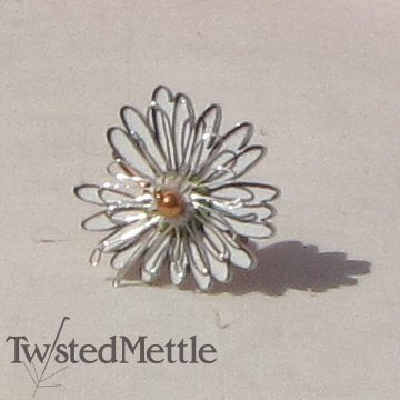 Copper Ring. White daisy button ring