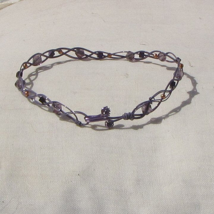 Double strand grey coloured copper plaited bracelet - detail