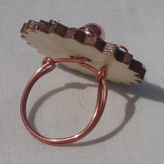 VWB. Copper bead, copper flower - detail