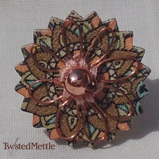 VWB. Copper bead, copper flower