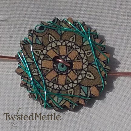 VWB. Simple copper ring, blue coloured copper wrap