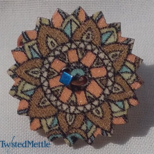 VWB. Simple copper ring, blue hematite cube bead, copper wrap