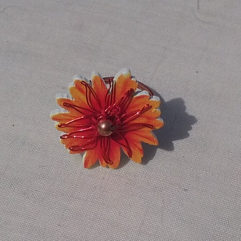 Orange Red Flower Ring