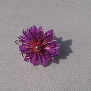copper ring. purple flower button ring copper bead 138 1