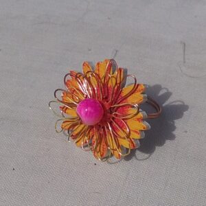 orange and red flower button ring 138 1
